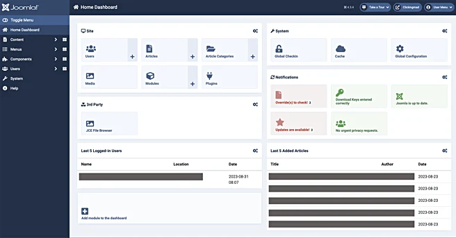 Joomla 4 Dashboard