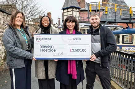 The Clickingmad team with Jenny Bean from Severn Hospice